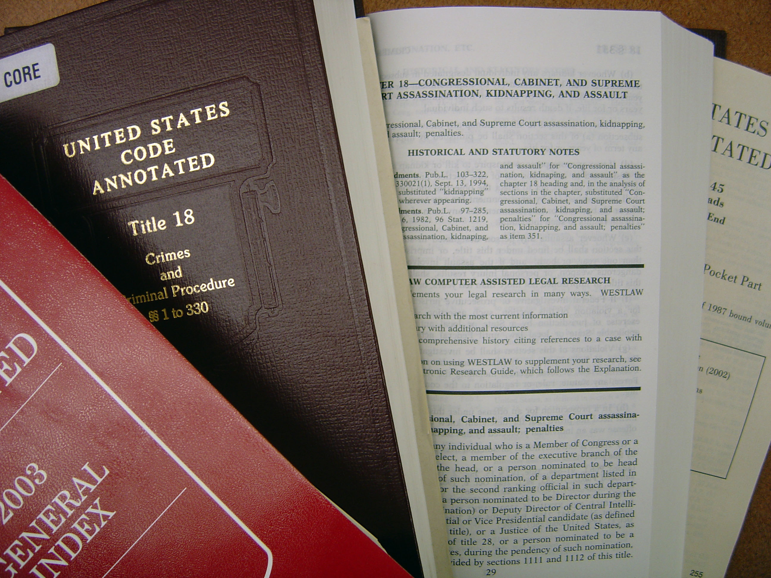 Law Library Bonus Pic: United States Code Annotated Index, Main Volume, and Pocket Part (from left to right)